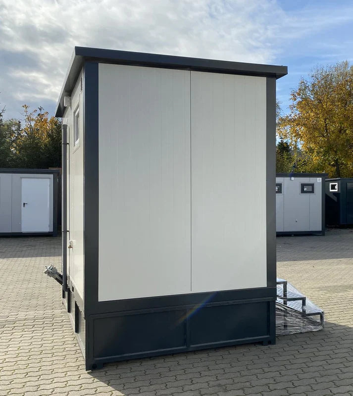 Conteneur sanitaire double avec réservoir à déchets blanc, 3 x 2 mètres