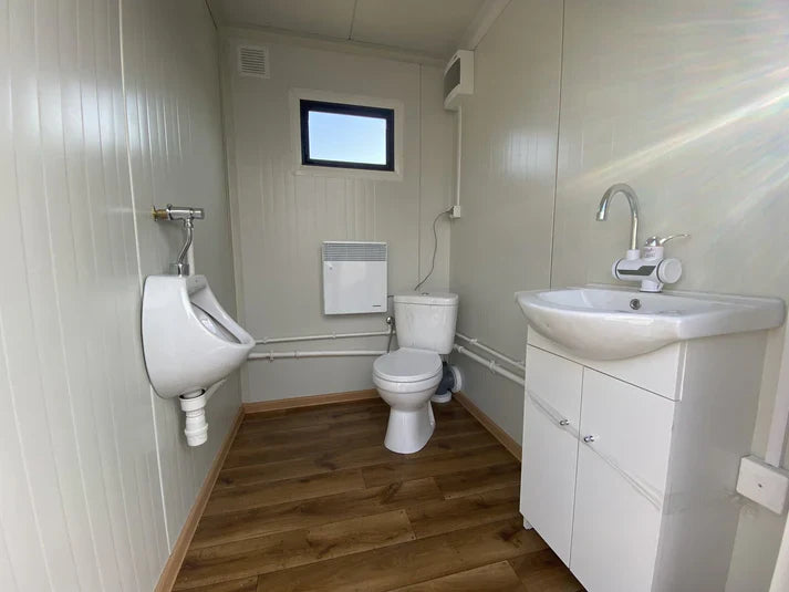 Double conteneur sanitaire avec dépôt de déchets.
