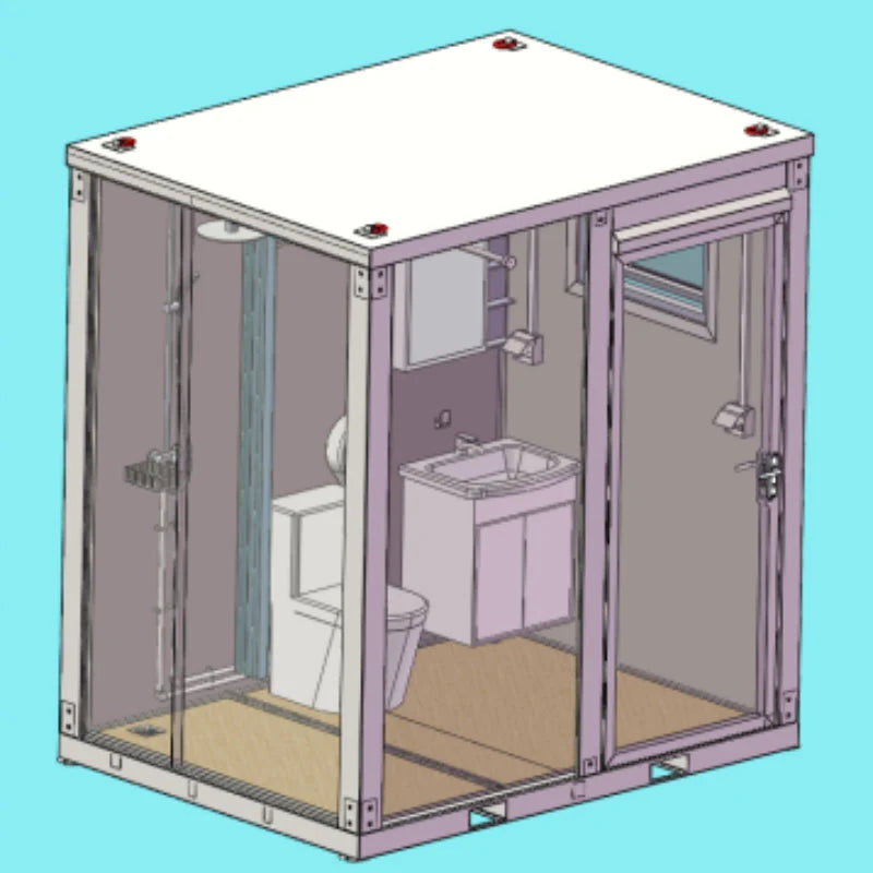 Toilettes portables avec rideau de douche