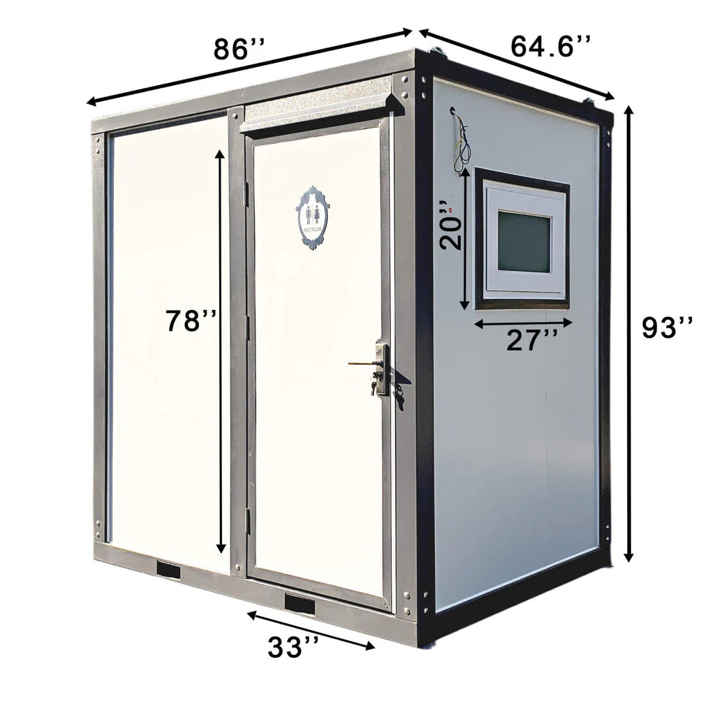 Toilettes portables avec rideau de douche