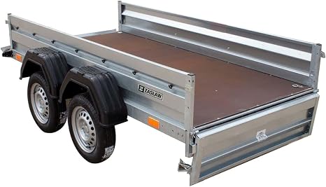 Remorque Double essieu en Acier 235 cm ridelles Avant/arrière ouvrantes 235T Bâche Haute