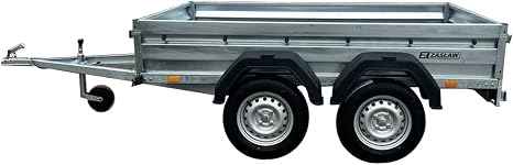 Remorque Double essieu en Acier 235 cm ridelles Avant/arrière ouvrantes 235T Bâche Haute