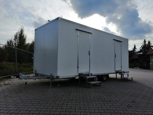 Remorque WC avec WC double 6x2,40 mètres.