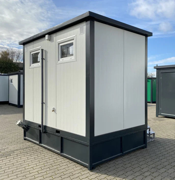 Conteneur sanitaire double avec réservoir à déchets blanc, 3 x 2 mètres
