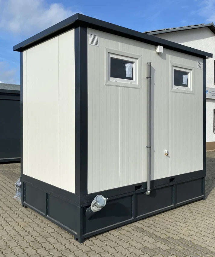 Conteneur sanitaire double avec réservoir à déchets blanc, 3 x 2 mètres
